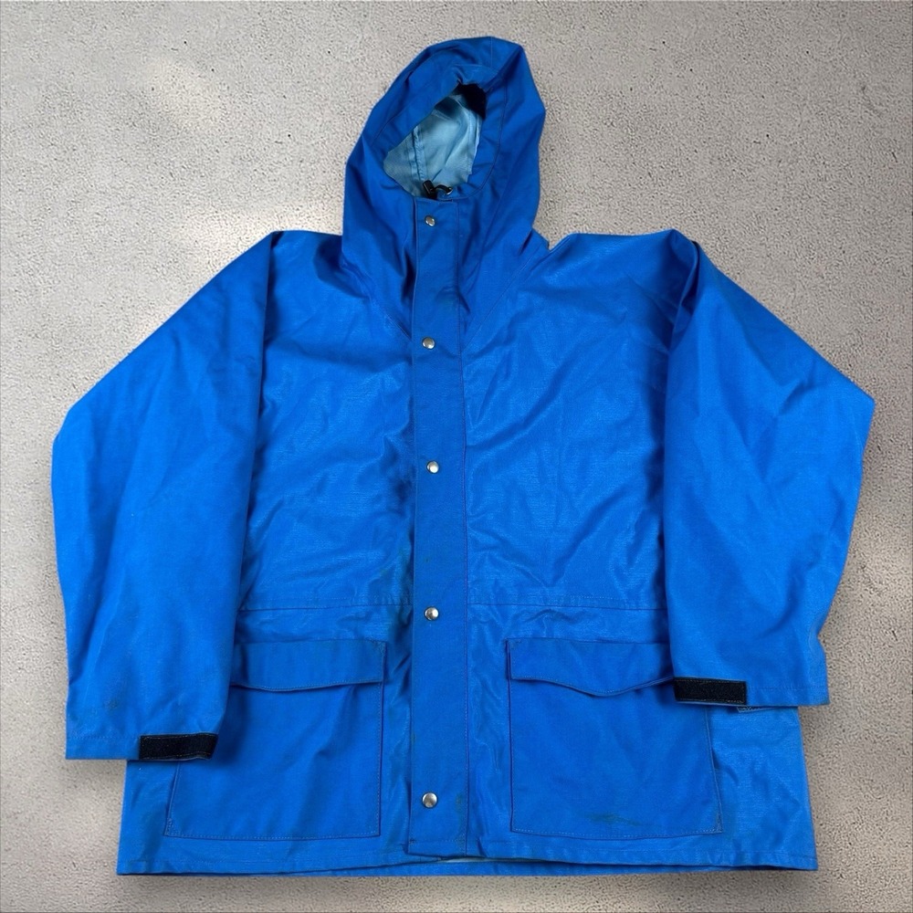 Vintage Log House Designs Gore-Tex Parka Fits Men's 2XL Blue Rain Jacket‎ USA